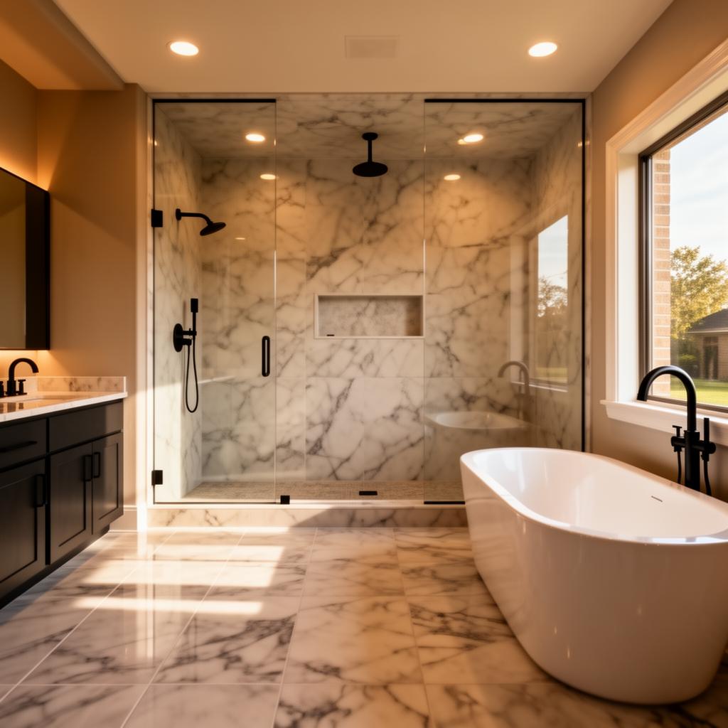 Clutch City Construction installer setting porcelain tile